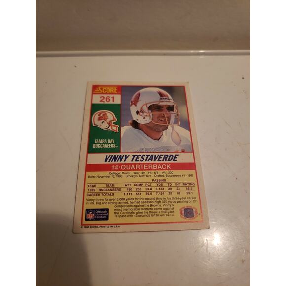 Vinny Testaverde 1990 Score #261 - Tampa Bay Buccaneers - NFL - Picture 5 of 6